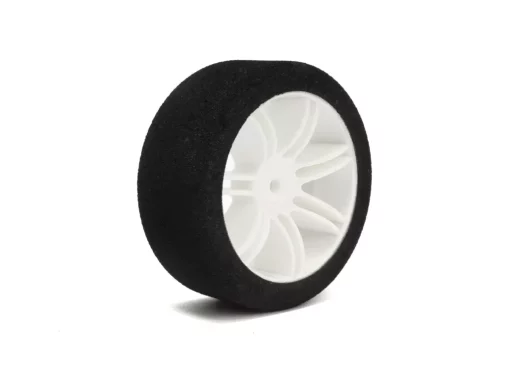 PAIR OF FRONT TYRES 110 SHORE 35 ON WHITE RIMS
